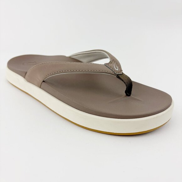 Olukai Nu'a Pi'o Sandal Size 9 Warm Taupe Flip Flops Water-friendly Beach Casual - Picture 1 of 8